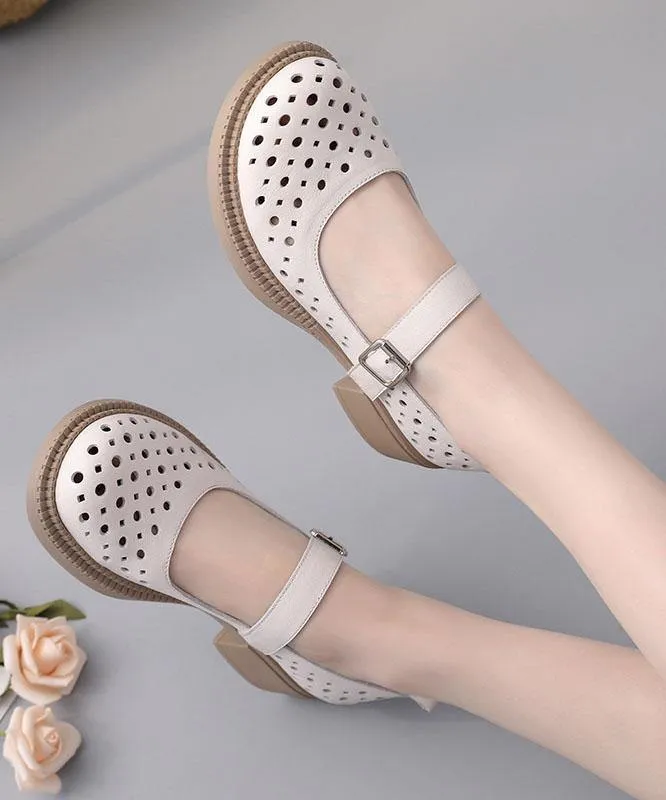 2024 Chocolate Hollow Out Flat Feet Shoes Genuine Leather