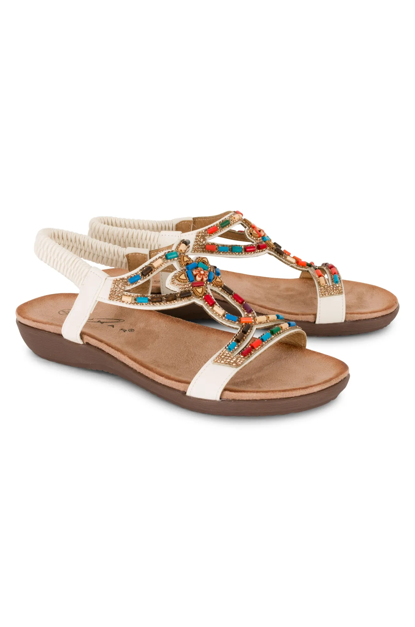 Bead & Diamante Sandal | WHITE | MARIELLA AB