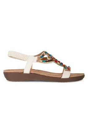 Bead & Diamante Sandal | WHITE | MARIELLA AB