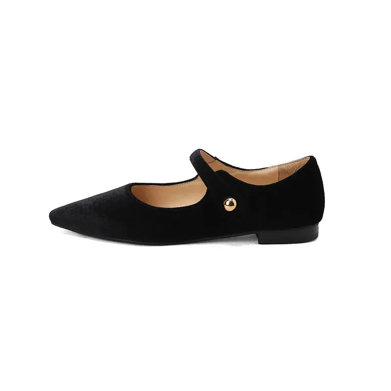 binfenxie  -  Fashion Women's Shoes New High Quality Velvet Pointed Flat Bottom Mary Jane Shoes Daily Commuter Lightweight Shoes