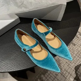 binfenxie  -  Fashion Women's Shoes New High Quality Velvet Pointed Flat Bottom Mary Jane Shoes Daily Commuter Lightweight Shoes