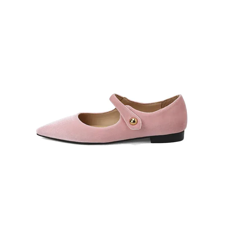 binfenxie  -  Fashion Women's Shoes New High Quality Velvet Pointed Flat Bottom Mary Jane Shoes Daily Commuter Lightweight Shoes