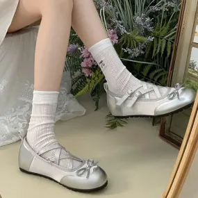 binfenxie  -  New Round Head Buckle Flat Women's Mary Jane Shoes Fashion Soft Sole Bow Decorated Woman Ballet Shoes Casual Walking Woman Shoes