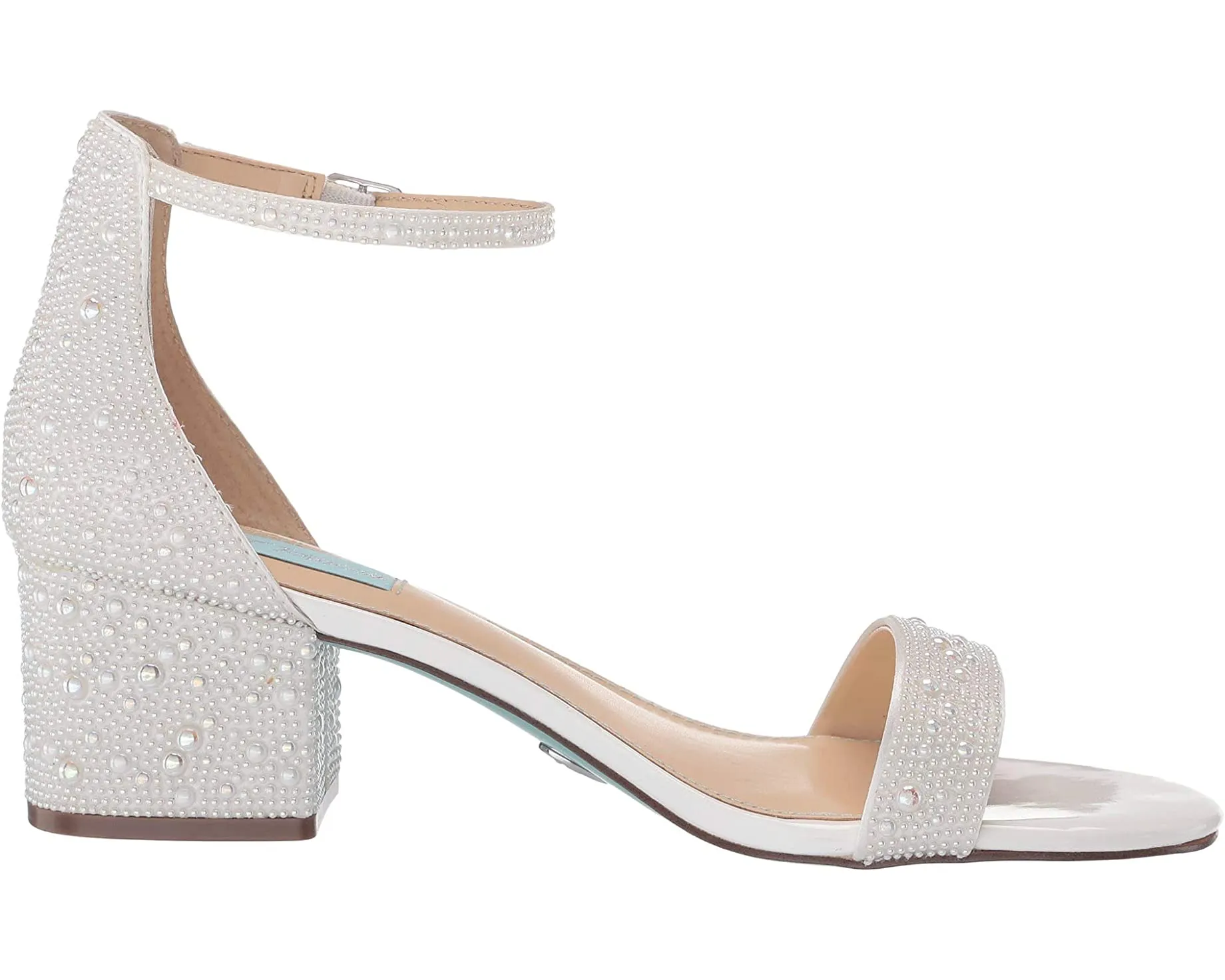 Mari Heeled Sandal Blue by Betsey Johnson, white