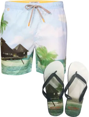 Mauna Swim Shorts with Free Matching Flip Flops - Tokyo Laundry