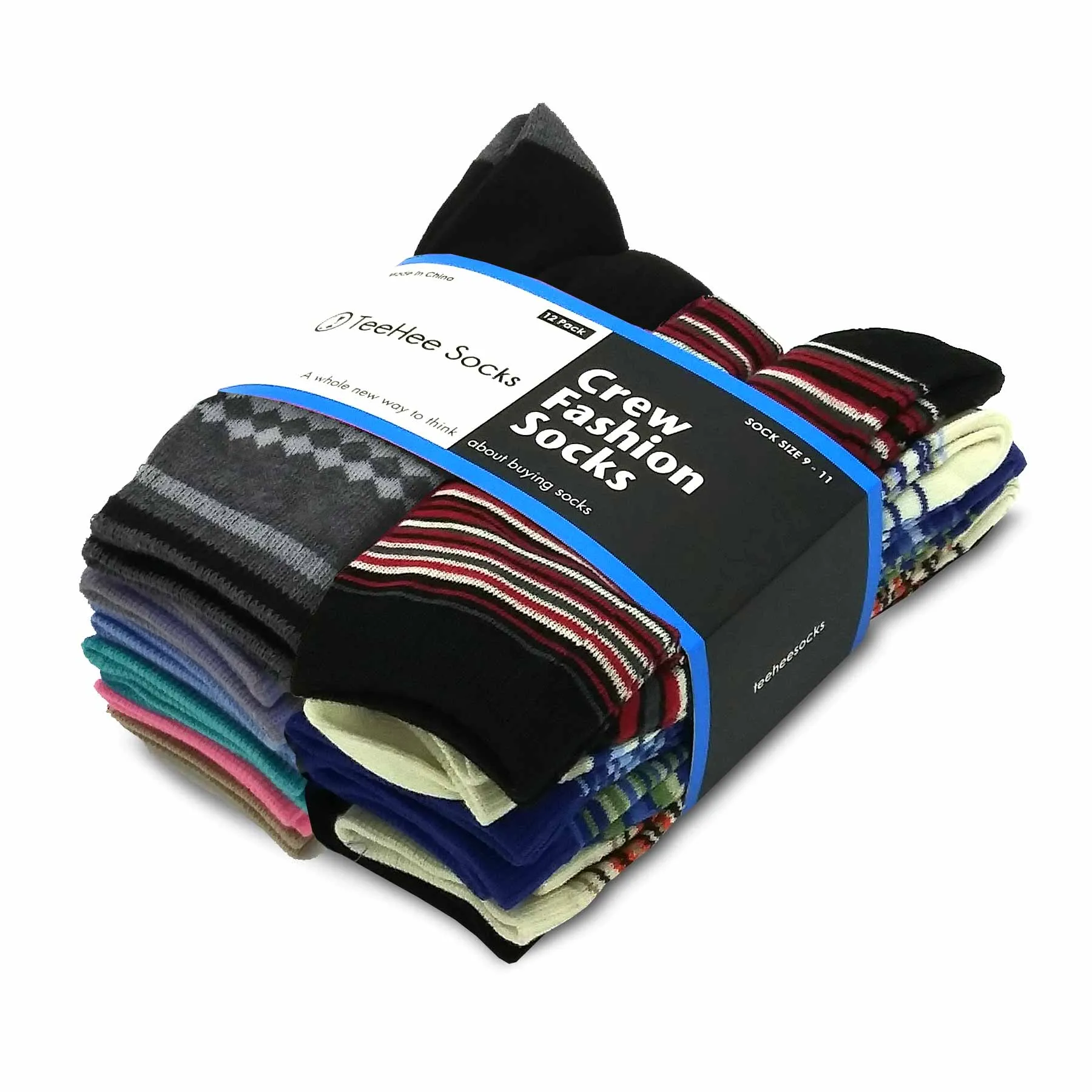 TeeHee Socks Women's Casual Polyester Crew Nordic/Ministripe 12-Pack (1119398)