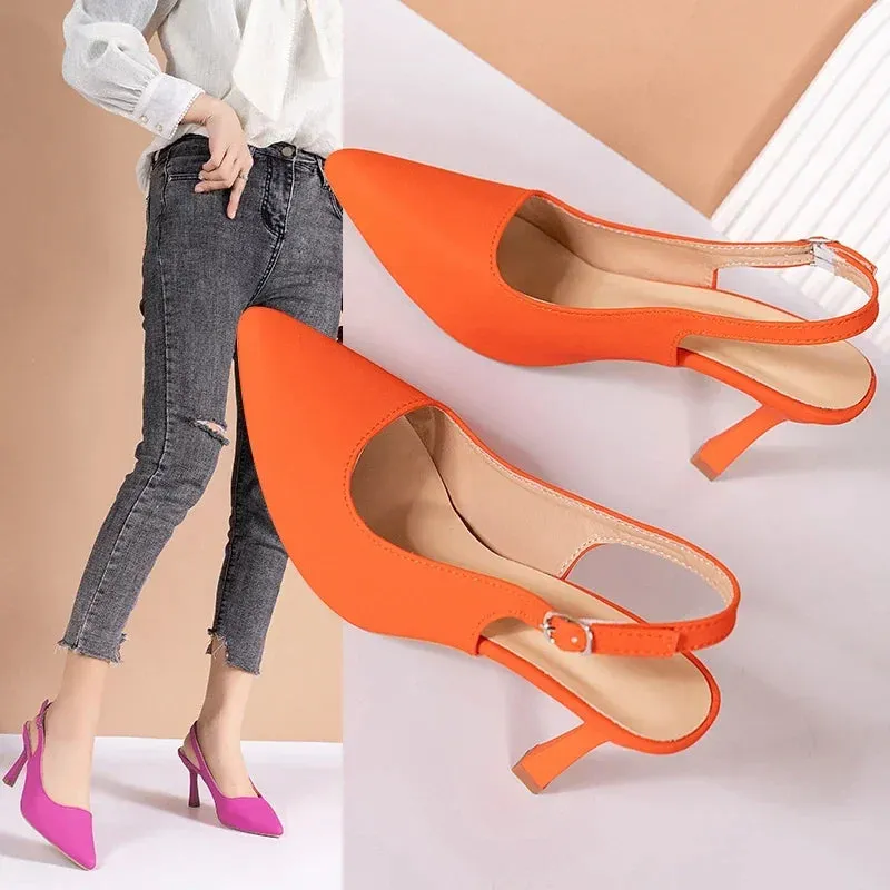 Uniwim Sexy Women Buckle Sandals High Heeled Women's Shoes Large Size 43 Fashion Women's Shoes Pointed Toe Fine Heeled Women's Shoes