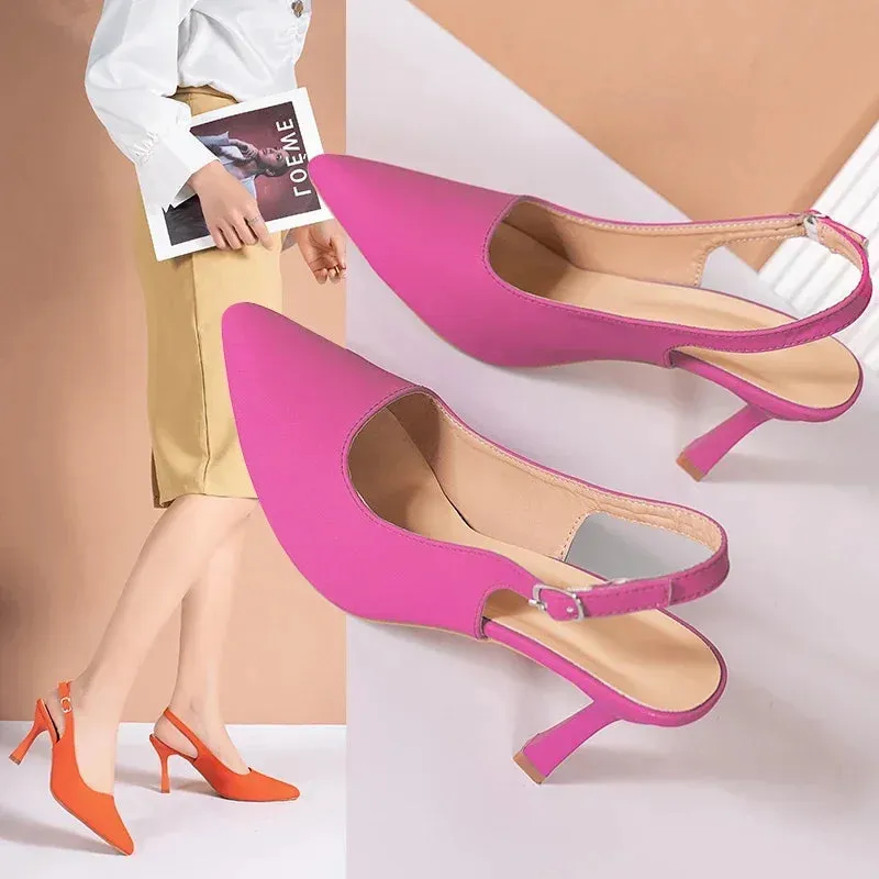 Uniwim Sexy Women Buckle Sandals High Heeled Women's Shoes Large Size 43 Fashion Women's Shoes Pointed Toe Fine Heeled Women's Shoes